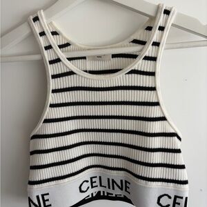 Celine Black and White Striped Crop Top